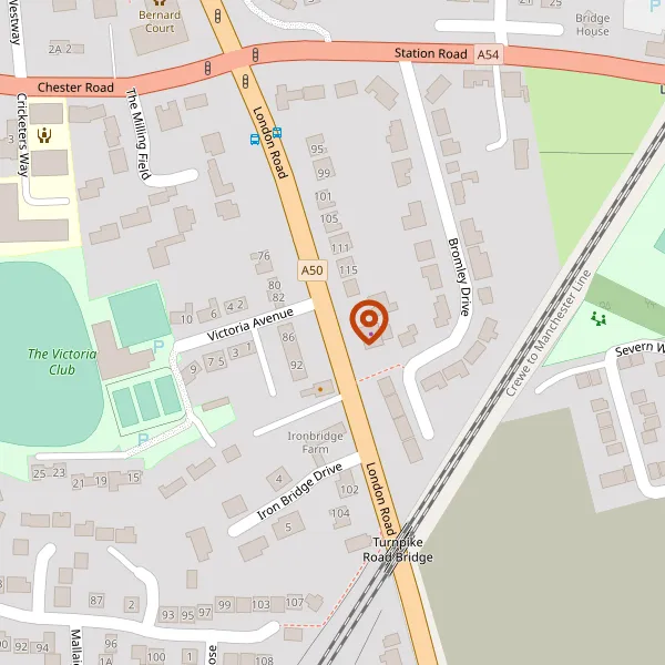 Map showing approximate location: Land Off, LONDON ROAD, HOLMES CHAPEL