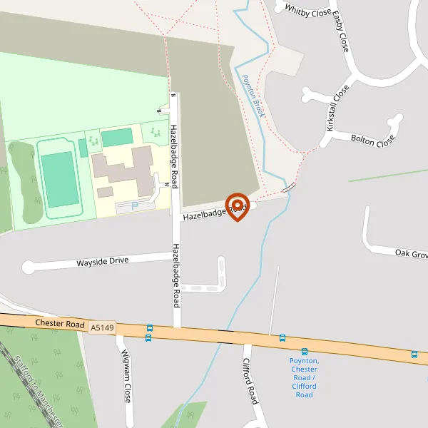 Map showing approximate location: Land Off Hazelbadge Road, Poynton, SK12 1HE