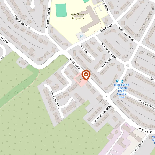 Map showing approximate location: The Golden Lion, 98, Moss Lane, Macclesfield, SK11 7XH