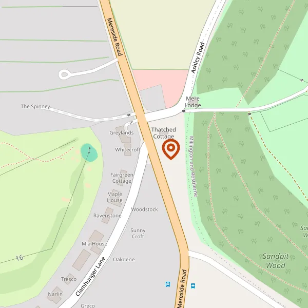 Map showing approximate location: Parkside Garage, Mereside Road, Mere, Cheshire, WA16 6QQ