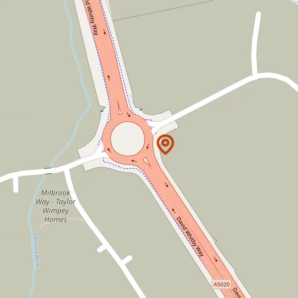 Map showing approximate location: LAND TO THE WEST OF DAVID WHITBY WAY, WESTON.