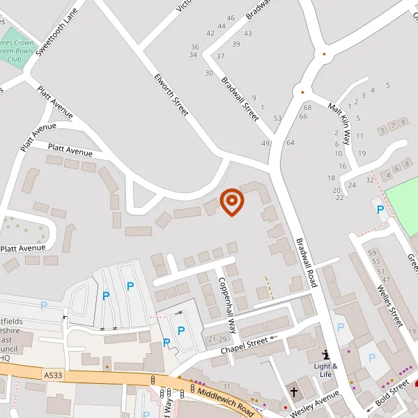 Map showing approximate location: BROOK FARM, CREWE ROAD, SANDBACH, CW11 3RZ