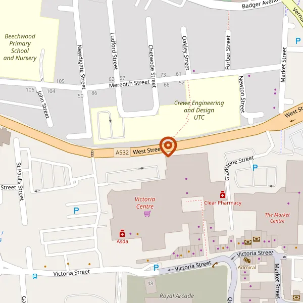 Map showing approximate location: HUNTERS LODGE HOTEL, 296, SYDNEY ROAD, CREWE, CW1 5LU