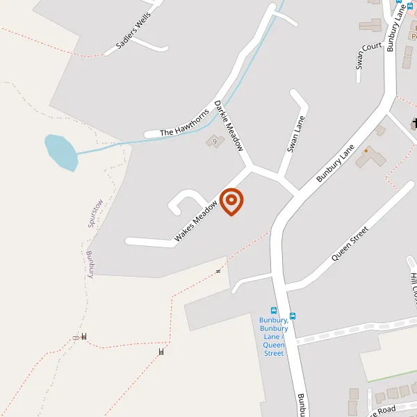 Map showing approximate location: 1, WAKES MEADOW, BUNBURY, CW6 9SH