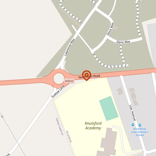 Map showing approximate location: Land Off, NORTHWICH ROAD, KNUTSFORD
