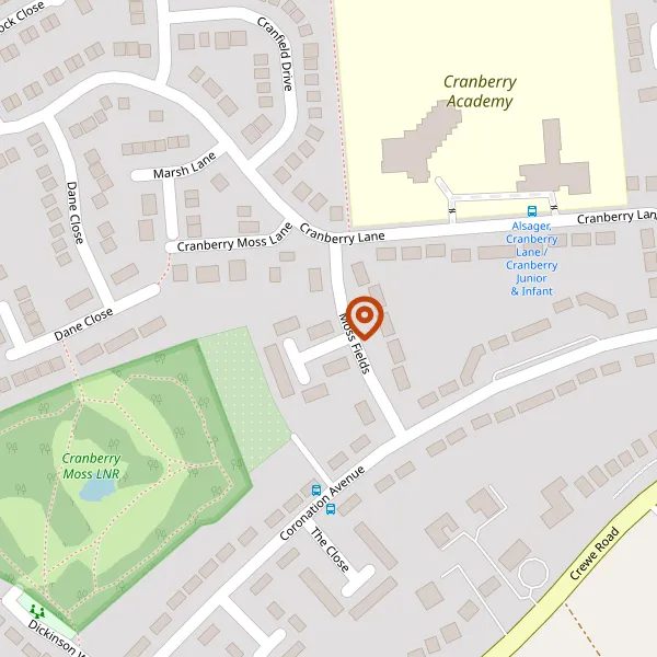 Map showing approximate location: 1, MOSS WAY, ALSAGER, STOKE-ON-TRENT, CHESHIRE, ST7 2LB