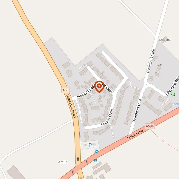 Map showing approximate location: 3, Pulford Road, Arclid, CW11 2AF