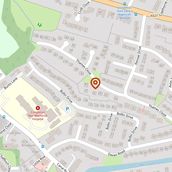 Map showing approximate location: 39, THAMES CLOSE, CONGLETON, CW12 3RL