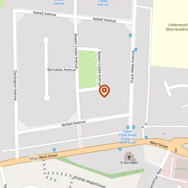 Map showing approximate location: 14, Bowen Cooke Avenue, Crewe, CW1 3NR