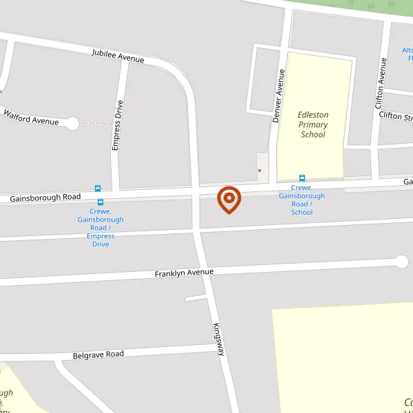 Map showing approximate location: 129, Gainsborough Road, Crewe, CW2 7PJ
