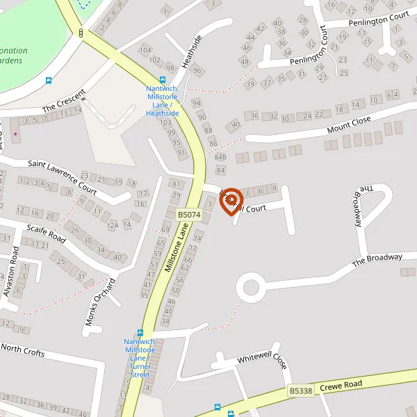 Map showing approximate location: 2, Fairfax House, Millstone Lane, Nantwich, CW5 5GQ