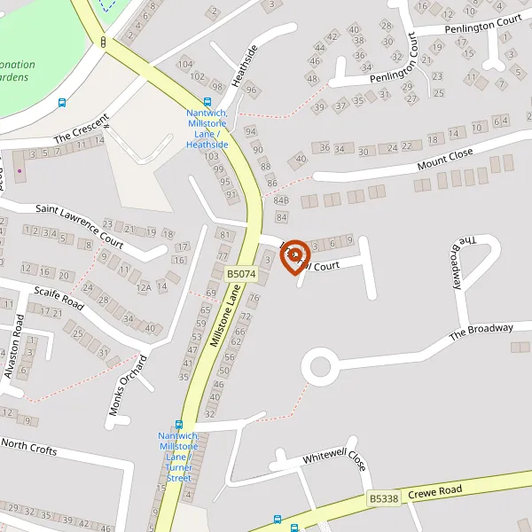 Map showing approximate location: 3, Fairfax House, Millstone Lane, Nantwich, CW5 5GQ