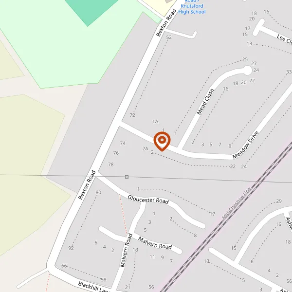 Map showing approximate location: 2, Meadow Drive, Knutsford, Cheshire, Wa16 0Dt