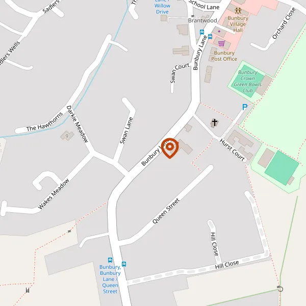 Map showing approximate location: Bank House, Bunbury Lane, Bunbury, Tarporley, Cheshire, CW6 9QS