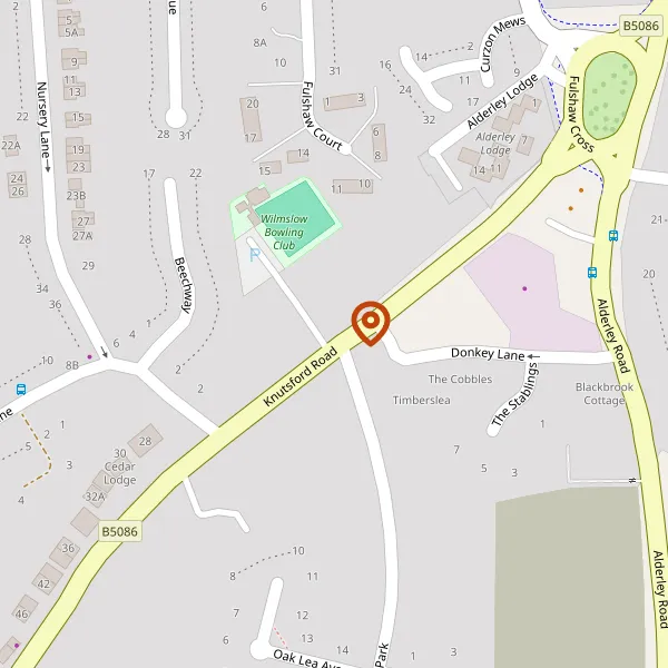 Map showing approximate location: 18, Knutsford Road, Wilmslow, SK9 6JA