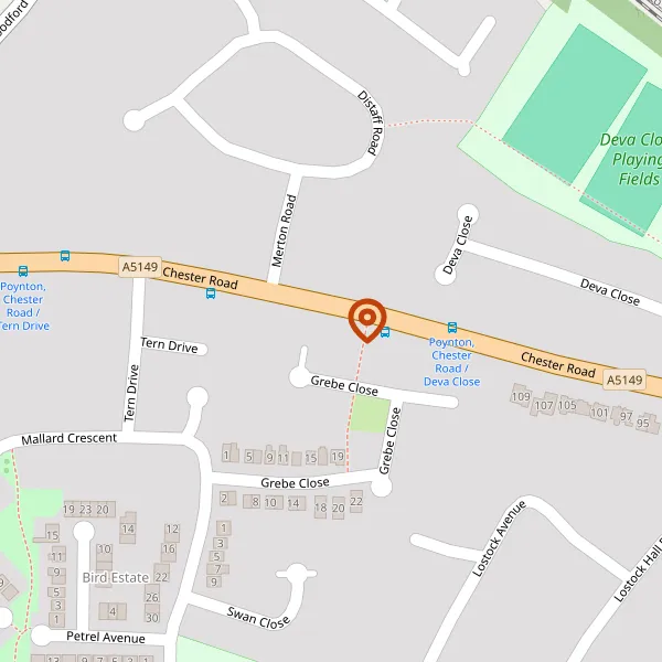 Map showing approximate location: 39, Grebe Close, Poynton, Stockport, Cheshire, SK12 1HU