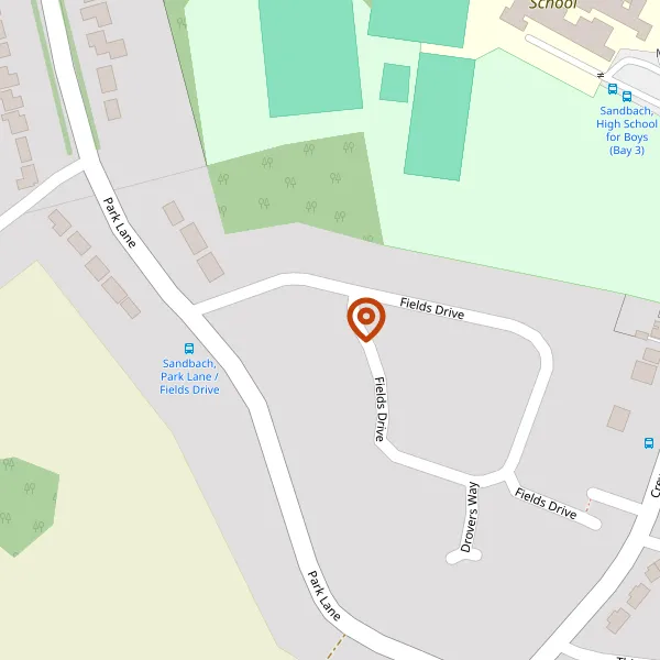 Map showing approximate location: 77, Fields Drive, Sandbach, CW11 1YB