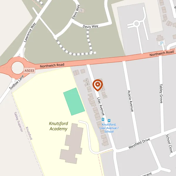 Map showing approximate location: 6, Lilac Avenue, Knutsford, WA16 0AZ