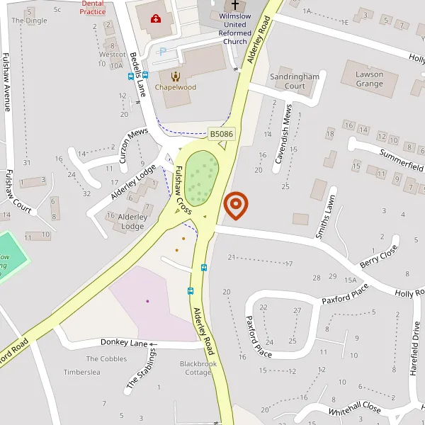 Map showing approximate location: Land West Of, Alderley Road, Wilmslow