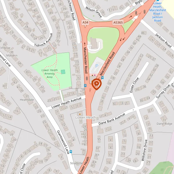 Map showing approximate location: North And South Entrance, A34 Manchester Road At Biggs Way, Congleton