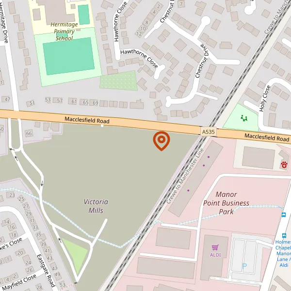 Map showing approximate location: Victoria Mills, Macclesfield Road, Holmes Chapel, Cheshire East, CW4 7PA