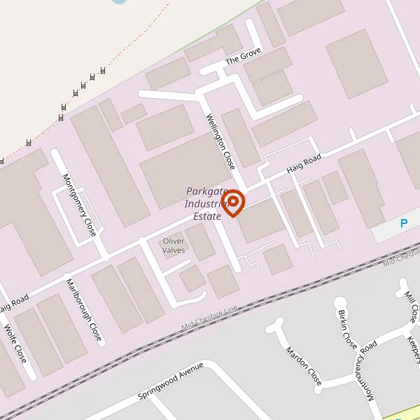 Map showing approximate location: Parkgate Industrial Estate, Haig Road, Knutsford