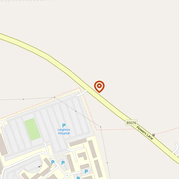 Map showing approximate location: Land At, Flowers Lane, Leighton
