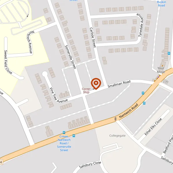 Map showing approximate location: 18, Somerville Street, Crewe, Cheshire East, CW2 7NR