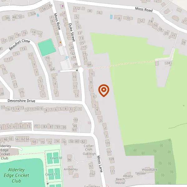 Map showing approximate location: 11, Marlborough Avenue, Alderley Edge, Cheshire, SK9 7HS