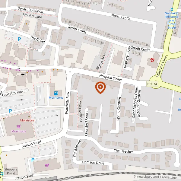 Map showing approximate location: 114, Hospital Street, Nantwich, CW5 5RY