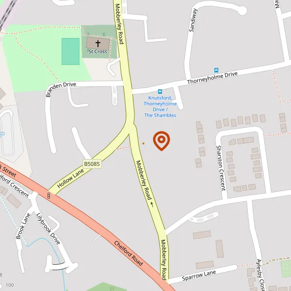 Map showing approximate location: 65 Mobberley Road, Knutsford, Cheshire, WA16 8EQ