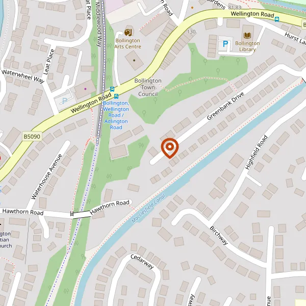 Map showing approximate location: 15, Greenbank Drive, Bollington, Macclesfield, Cheshire, SK10 5LW