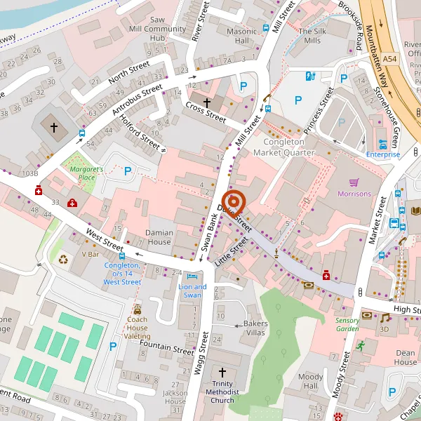 Map showing approximate location: Counting House, 18, Swan Bank, Congleton, Congleton, Cheshire, CW12 1AH