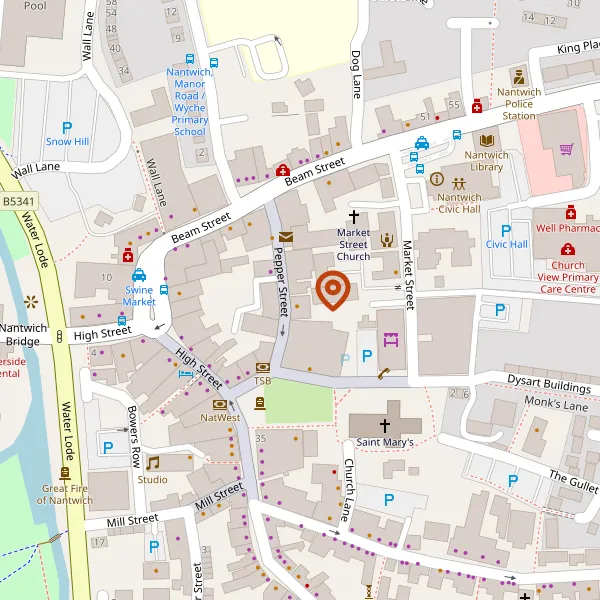 Map showing approximate location: 16, Pepper Street, Nantwich, CW5 5AB