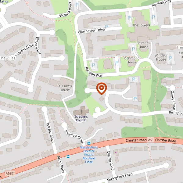 Map showing approximate location: Cec Open Space, Kennet Close To Alderney Close, Macclesfield, Sk11 8Wa