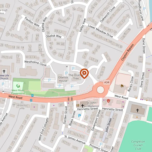 Map showing approximate location: The Cheshire Tavern, West Road, Congleton, CW12 4EY