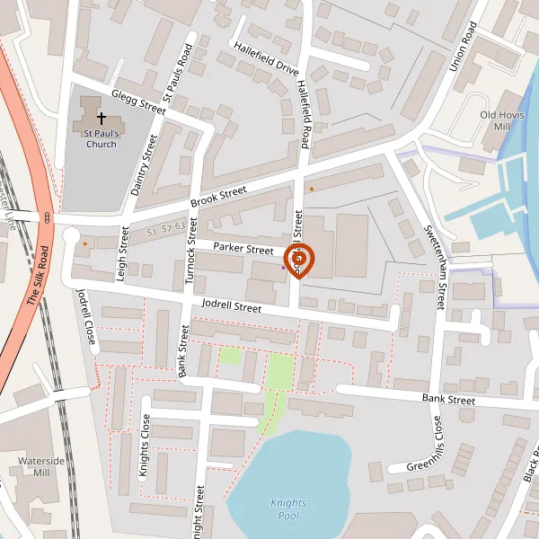 Map showing approximate location: Brook Mill, Parker Street, Macclesfield, Cheshire, SK11 7BQ