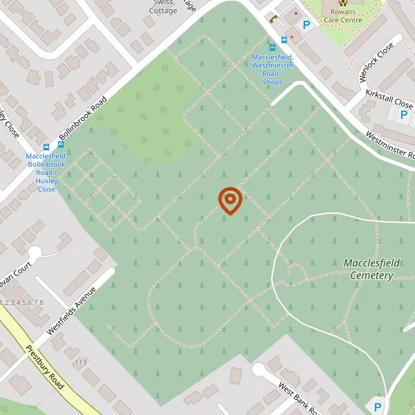 Map showing approximate location: Macclesfield Chapel, Macclesfield Cemetery, Prestbury Road, Macclesfield, Cheshire, SK10 3BU