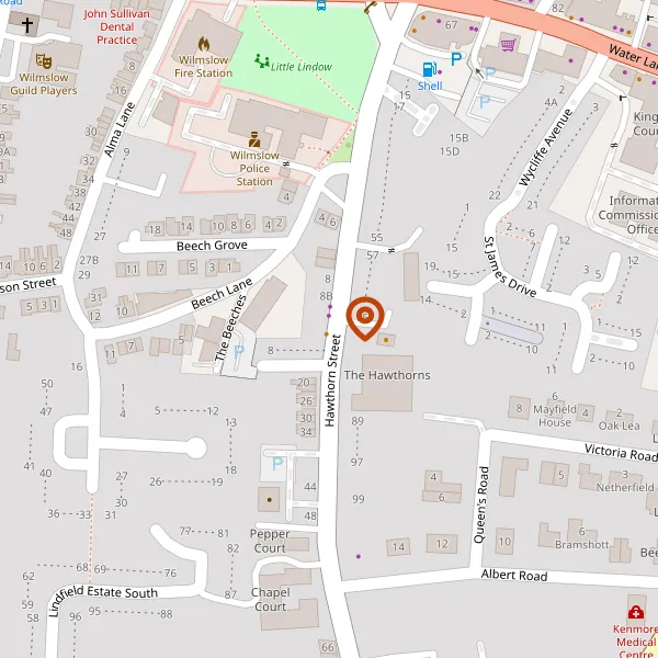 Map showing approximate location: 14, Hawthorn Street, Wilmslow, Cheshire, SK9 5EH
