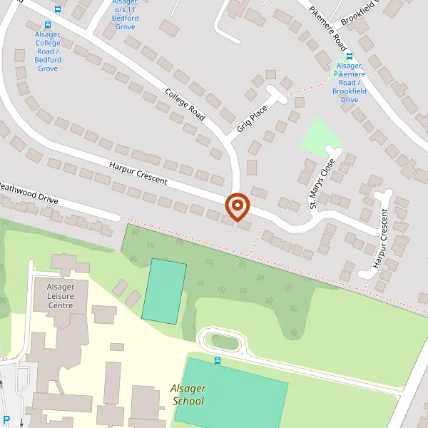 Map showing approximate location: 39, Harpur Crescent, Alsager, ST7 2SX