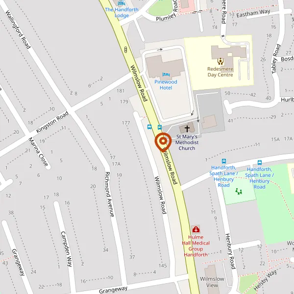 Map showing approximate location: Wilmslow Road Roundabout, Handforth