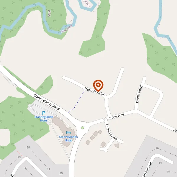 Map showing approximate location: 22, Heather Drive, Wilmslow, SK9 4GB