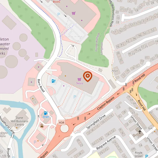 Map showing approximate location: Tesco, Barn Road, Congleton, CW12 1LR