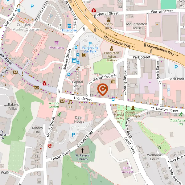 Map showing approximate location: 13, High Street, Congleton, Cheshire, CW12 1BN
