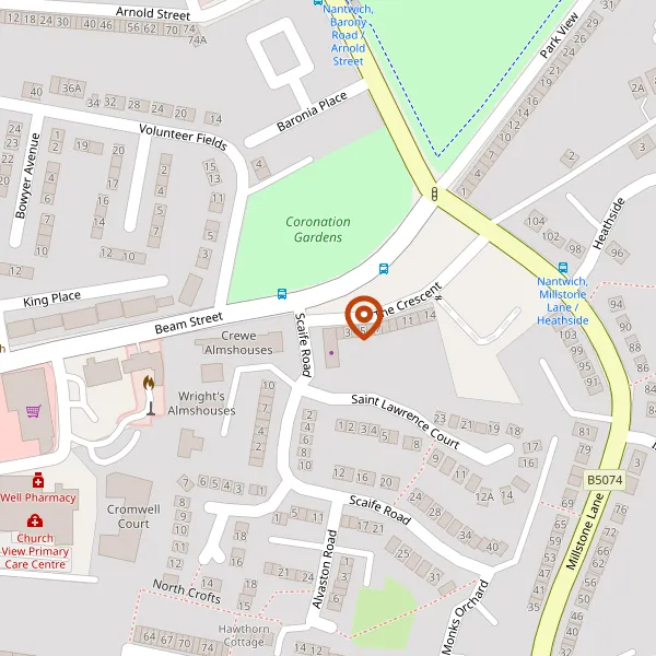 Map showing approximate location: Crescent Garage, The Crescent, Nantwich, CW5 5ND