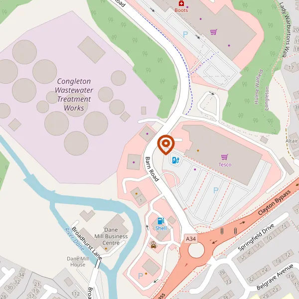 Map showing approximate location: Household Waste Recycle Centre, Barn Road, Congleton, CW12 1LJ