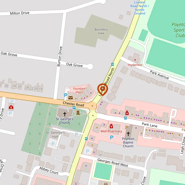 Map showing approximate location: 13A, Fountain Place, Chester Road, Poynton, SK12 1QX