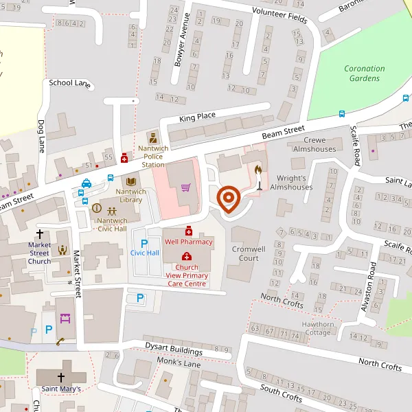 Map showing approximate location: 1, Cromwell Court, Nantwich, CW5 5NZ