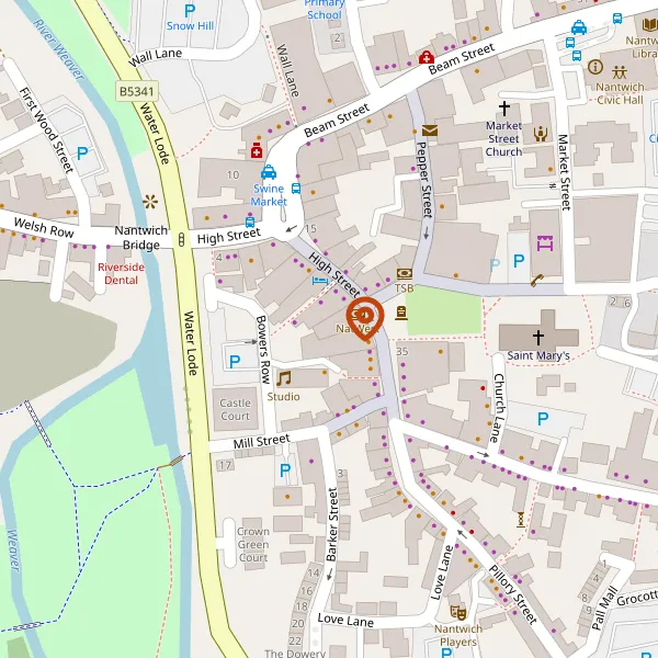 Map showing approximate location: 42, High Street, Nantwich, CW5 5AS