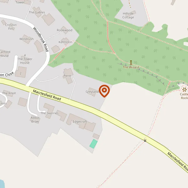 Map showing approximate location: Croston Cottage, Macclesfield Road, Alderley Edge, Wilmslow, Cheshire, SK9 7BS